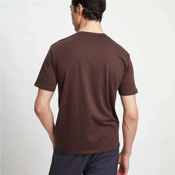 Grana Supima Cotton Dark Oak Brown V-Neck Short Sleeve Tee T-shirt L - Picture 3 of 7